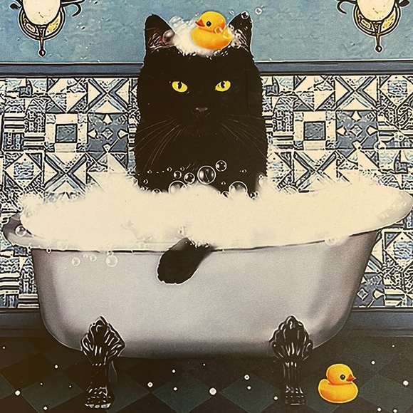 Black Cat “Soak Your Worries Away” Tin Sign - Picture 2 of 5